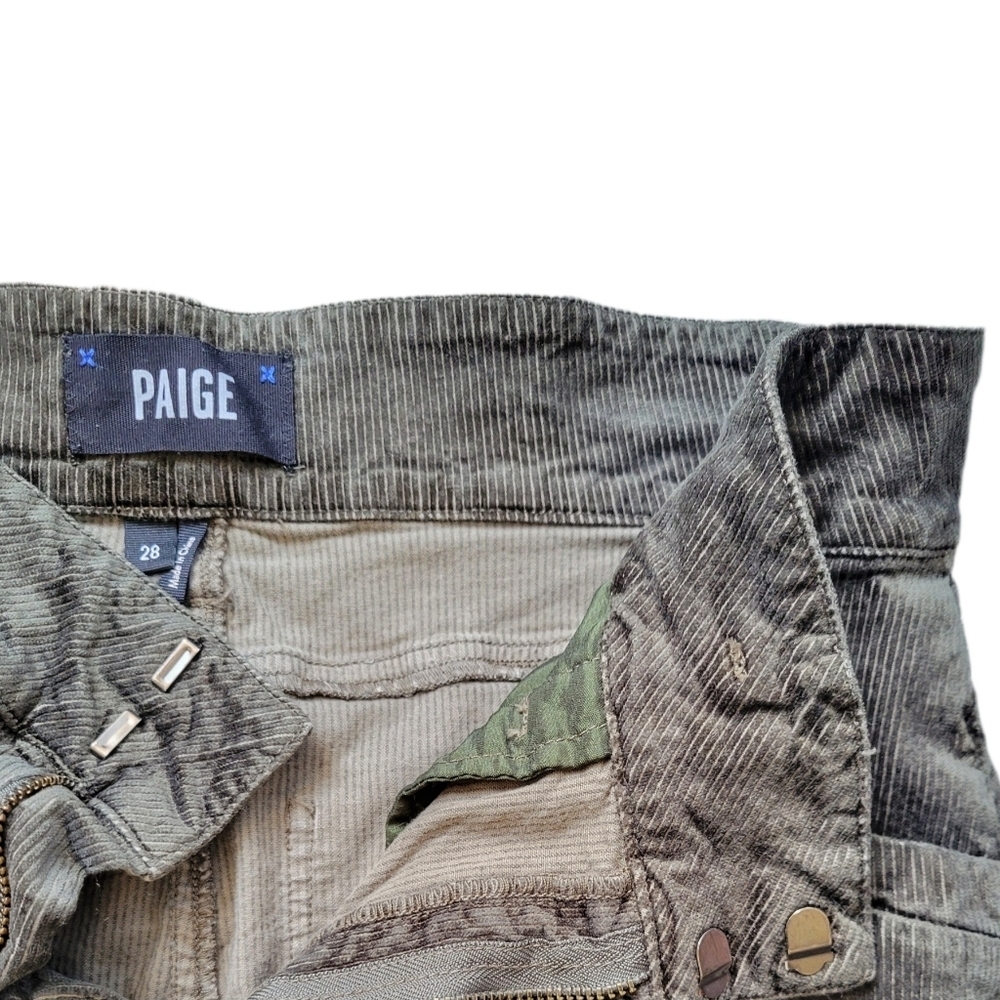Paige // Women's Anessa Corduroy High-Rise Crop Wide-Leg Jeans / Olive / Size 28 - Picture 4 of 7
